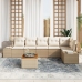 Juego de Sofá de Jardín de 7 Piezas con Cojines Beige Poliratán Acacia
