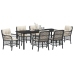 Conjunto de Comedor de Jardín de 7 Piezas con Cojines Negro Poliratán