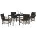 Conjunto de Comedor de Jardín de 5 Piezas con Cojines Gris Poliratán