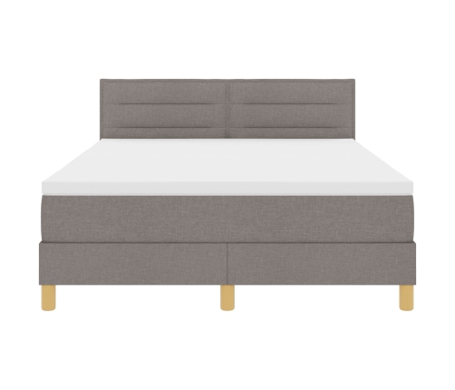 Cama Box Spring  con Colchón y LED Taupe 140x190 cm Tela