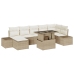 Set de Sofá de Jardín  Set de 8 Beige Ratán, Poliéster, Vidrio