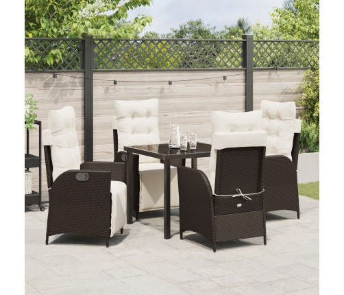 Set de Comedor de Jardín de 5 Piezas Rattan Poliéster Marrón