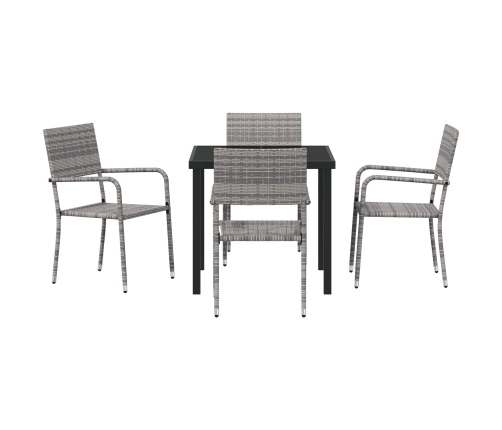Juego de Comedor de Jardín de 5 Piezas Gris Poliratán