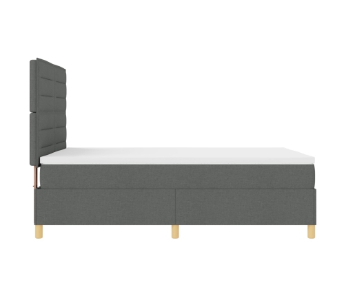 Cama con somier y colchón & LED Gris Oscuro 140x200 cm Tela