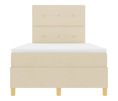 Cama con somier y colchón crema 120x200 cm tela