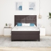 Cama con Base de Resortes y Colchón Marrón Oscuro 160x200 cm Tela