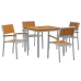 Juego de Comedor de Jardín de 5 Piezas de Madera Sólida de Acacia y Metal