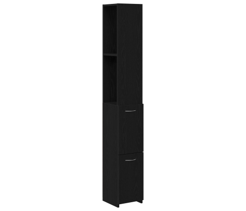 Armario de baño  Negro Roble 25x25x170 cm Madera de Ingeniera