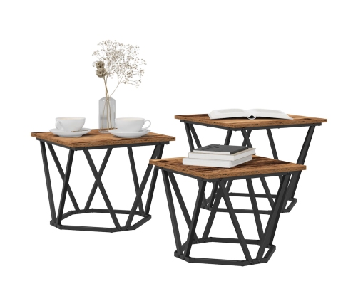 Mesas Laterales  de 3 pcs en Madera Vieja