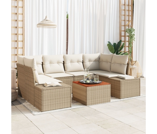 Juego de Sofás de Jardín 7 Piezas Beige Poliratán