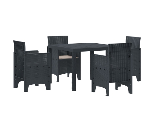 Juego de Comedor de Jardín de 5 Piezas con Cojines Antracita