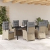 Juego de Comedor de Jardín de 7 Piezas con Cojines - Beige - Ratán Poliéster