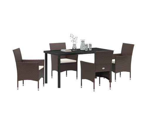 Juego de Comedor Jardín  de 5 Piezas Marrón Poliratán