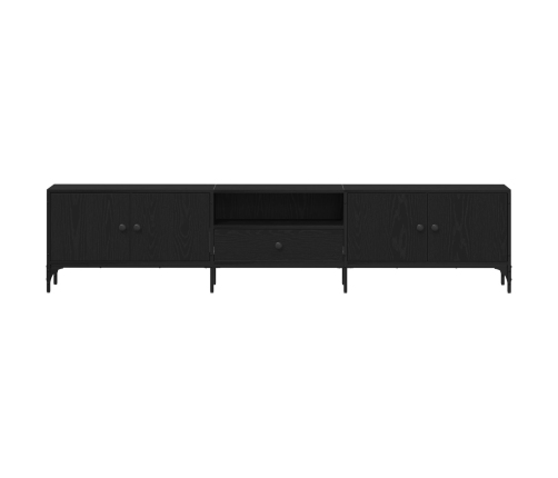 mueble de TV  con cajón negro de roble 200x25x44 cm de madera elaborada