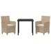 Juego de Comedor de Jardín de  de 3 Piezas con Cojines Beige Poliratán