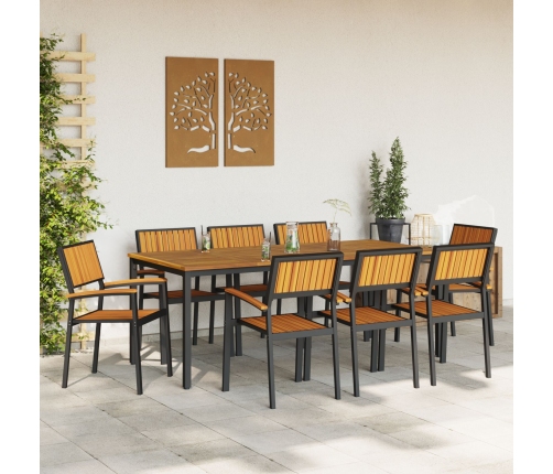 Juego de Comedor de Jardín Conjunto de 9 Negro Metal Duradero