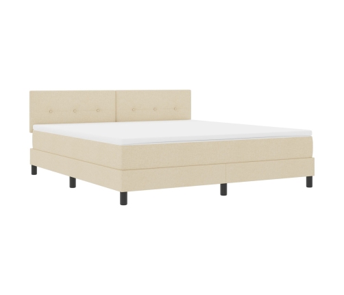 Cama Box Spring con Colchón & LED Crema 180x200 cm Tela