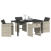 Conjunto de Comedor Jardín  de 5 Piezas con Cojines Gris Claro Poliratán