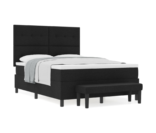 Cama con Somier y Colchón Negro 140x200 cm Tela