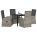 Set de Comedor de Jardín de 5 Piezas  con Cojines Ratán Poliéster Gris