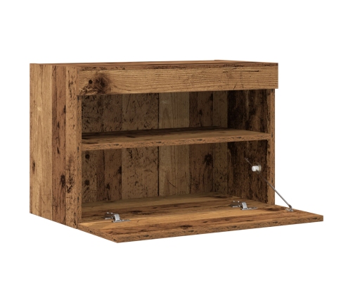 Mueble de TV de pared con luces LED Madera vieja 60x30x40 cm