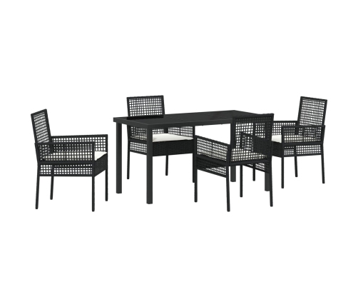 Juego de Comedor de Jardín de 5 Piezas con Cojines Ratán Sintético Negro