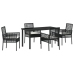 Juego de Comedor de Jardín de 5 Piezas con Cojines Ratán Sintético Negro