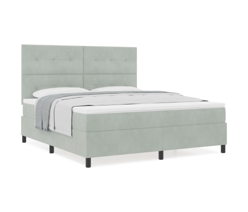 Cama Box Spring  con colchón Gris Claro Super King Terciopelo