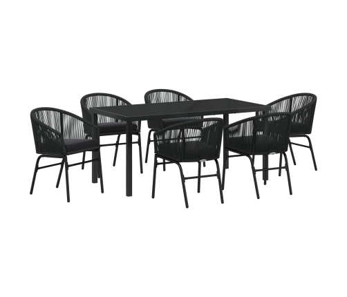 Conjunto de Comedor Jardín  de 7 Piezas Negro Poliratán
