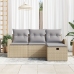 Conjunto de Sofá de Jardín  de 4 Piezas con Cojines Beige Ratán Sintético