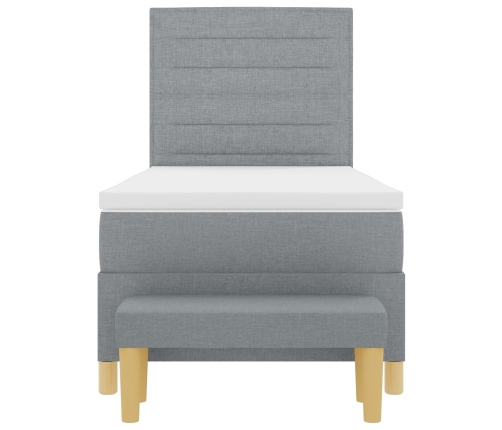 Cama con Somier  con Colchón y Banco Gris Claro 90x200 cm Tela