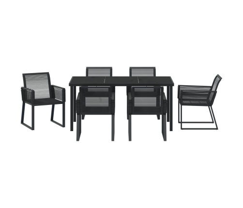 Set de Comedor de Jardín de 7 Piezas  Negro Poliratán