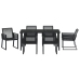 Set de Comedor de Jardín de 7 Piezas  Negro Poliratán