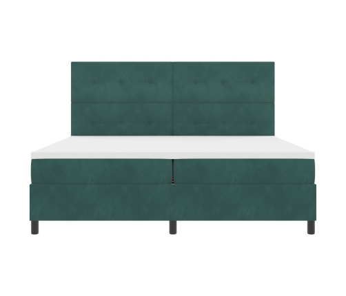 Cama Box Spring con Colchón Verde Oscuro 200x200 cm Terciopelo