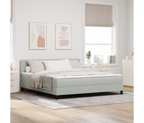 Cama con somier y colchón  Gris Claro Super King Terciopelo