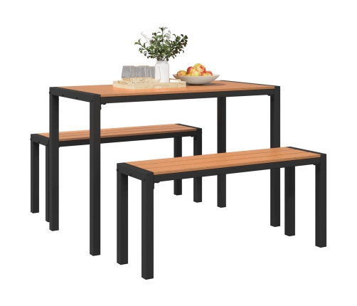 Set de Comedor de Jardín de 3 Piezas de Acero y WPC Marrón