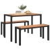 Set de Comedor de Jardín de 3 Piezas de Acero y WPC Marrón