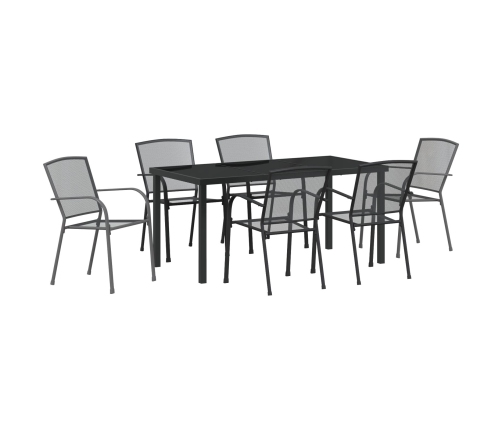 Set de Comedor Jardín de 7 Piezas  Acero Antracita