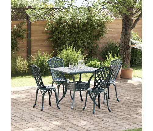 Conjunto de comedor de jardín de 5 piezas  verde de aluminio fundido