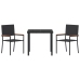 Conjunto de Comedor de Jardín de 3 Piezas Negro de Poliratán