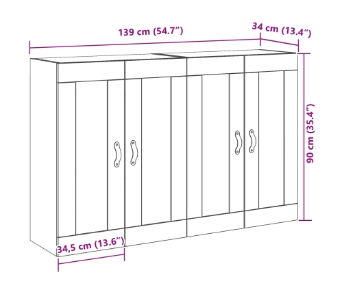 Gabinetes Montados en la Pared 2 pcs Madera Vieja 69.5x34x90 cm Madera Ingienerizada