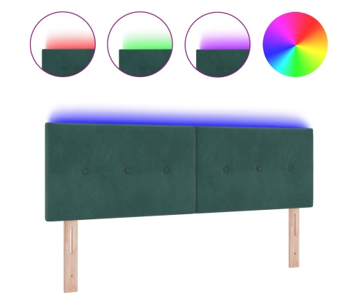 Cabecera LED  con botones acolchados Verde Oscuro 80 cm Terciopelo