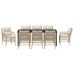 Conjunto de Comedor de Jardín  de 9 Piezas con Cojines Beige Poliratán