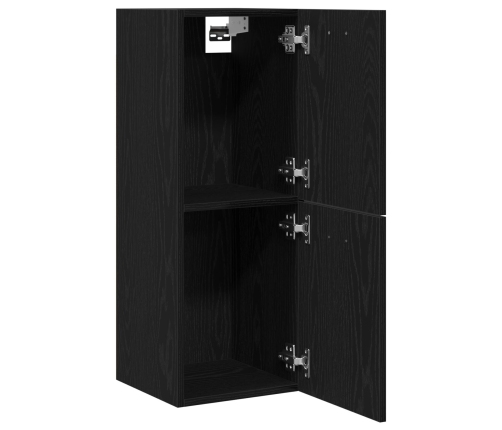 Armario de pared para baño  Negro Roble 30x30x80 cm Madera Fabricada
