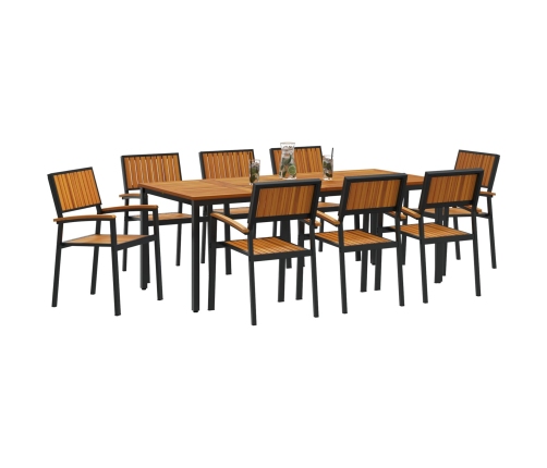 Juego de Comedor de Jardín Conjunto de 9 Negro Metal Duradero