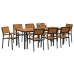 Juego de Comedor de Jardín Conjunto de 9 Negro Metal Duradero