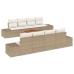 Conjunto de sofá de jardín  de 9 piezas con cojines beige poliratán acacia.