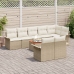 Conjunto de Sofás de Jardín de 9 Piezas con Cojines Beige Poliratán Acacia