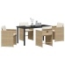 Set de comedor de jardín  de 5 piezas con cojines de poliratán beige