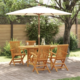 Conjunto de Comedor de Jardín de 5 Piezas de Madera Maciza de Teca